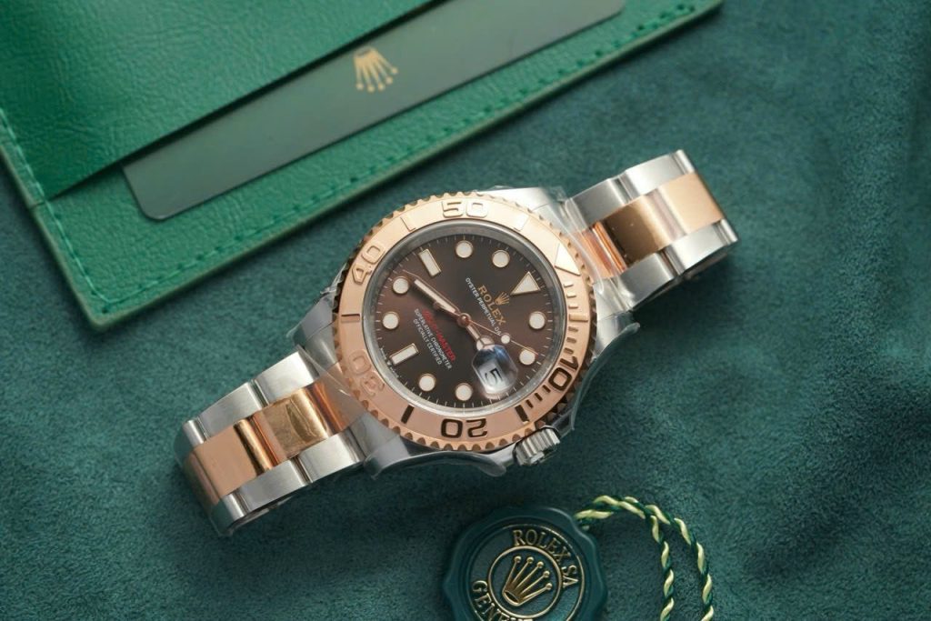 Đồng hồ Rolex Yacht-Master demi vàng hồng mặt số nâu Rep 11 cao cấp Clean factory 40mm (2)