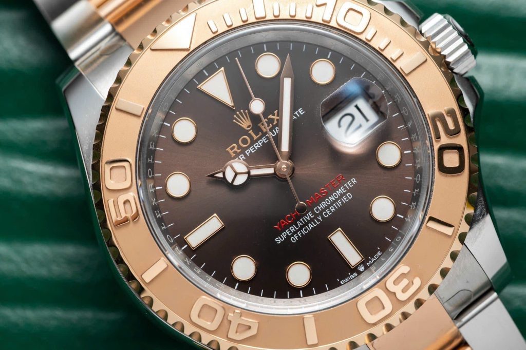 Đồng hồ Rolex Yacht-Master demi vàng hồng mặt số nâu Rep 11 cao cấp Clean factory 40mm (2)
