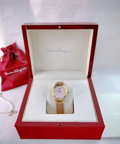 Đồng hồ Salvatore Feragamo nữ họa tiết bông hoa viền Moissanite Like Auth 34mm