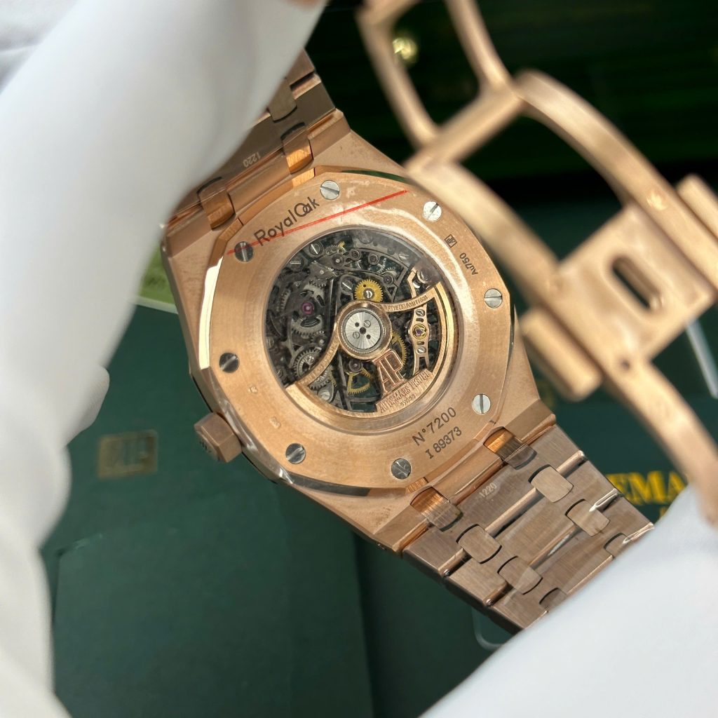 Đồng hồ Audemars Piguet Royal Oak 15407 Skeleton dial Replica 11 mạ vàng hồng 41mm (2)