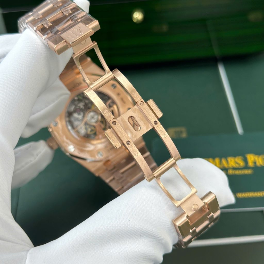 Đồng hồ Audemars Piguet Royal Oak 15407 Skeleton dial Replica 11 mạ vàng hồng 41mm (2)