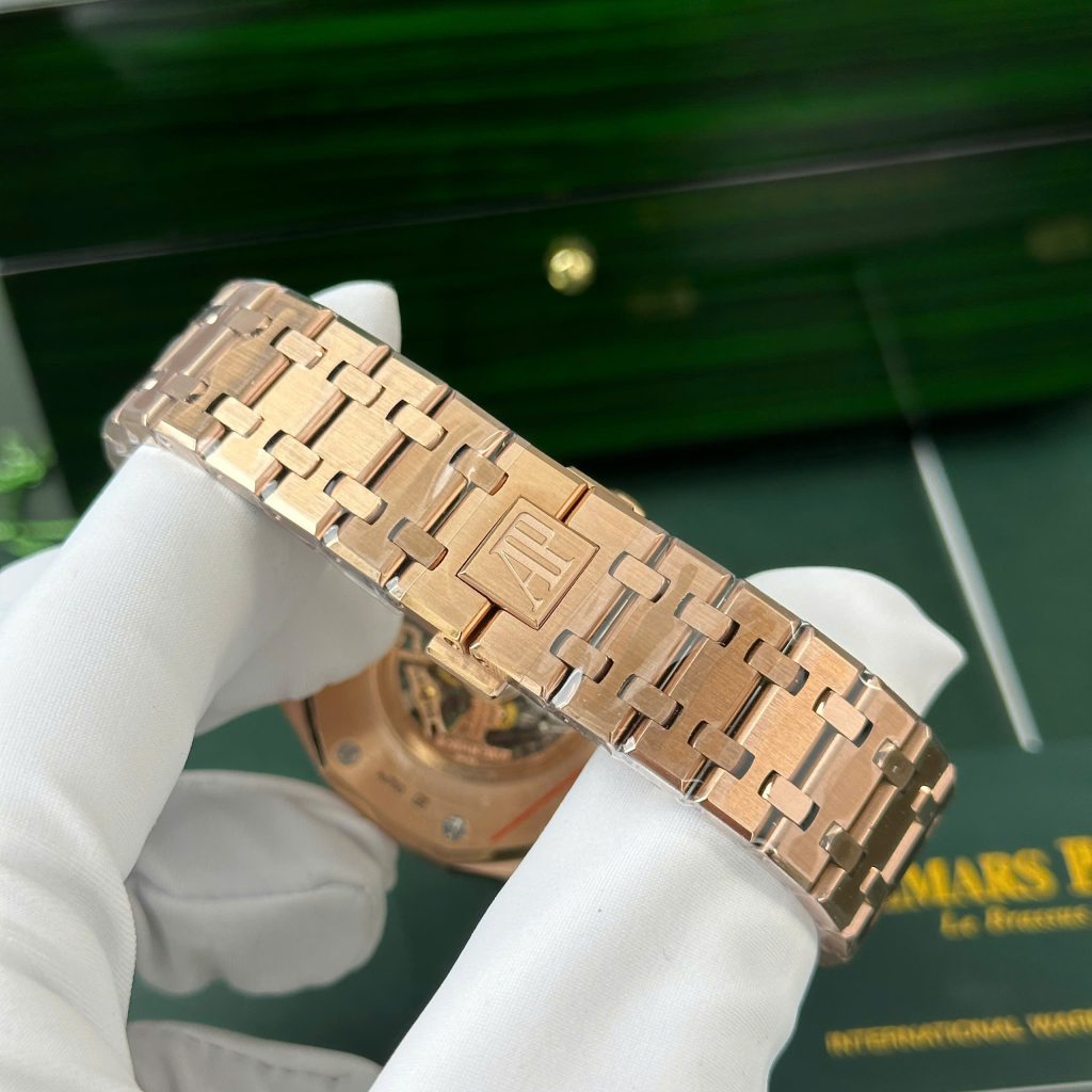 Đồng hồ Audemars Piguet Royal Oak 15407 Skeleton dial Replica 11 mạ vàng hồng 41mm (2)