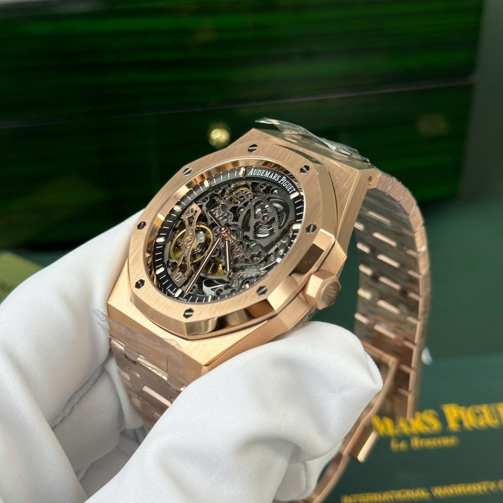 Đồng hồ Audemars Piguet Royal Oak 15407 Skeleton dial Replica 11 mạ vàng hồng 41mm (2)