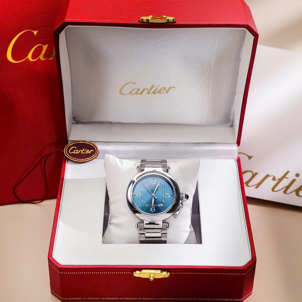 Đồng hồ Cartier Pasha De Cartier nam xanh Blue máy Nhật Fake giá rẻ 41mm