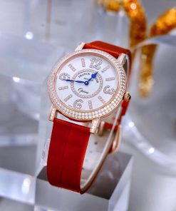 Đồng hồ Franck Muller Opera Infinity Ronde Đính Đá Dây Da Đỏ Fake Cao Cấp 37mm