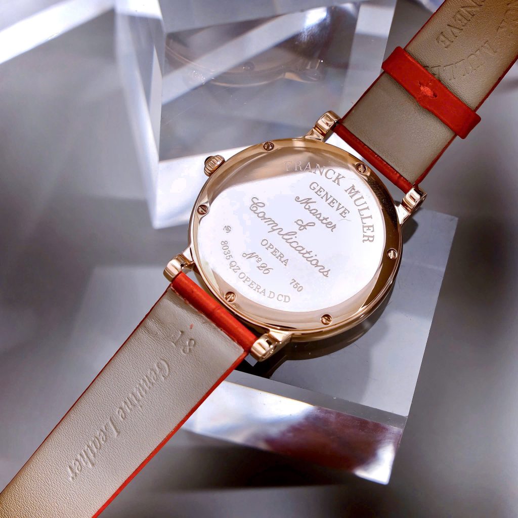 Đồng hồ Franck Muller Opera Infinity Ronde Đính Đá Dây Da Đỏ Fake Cao Cấp 37mm