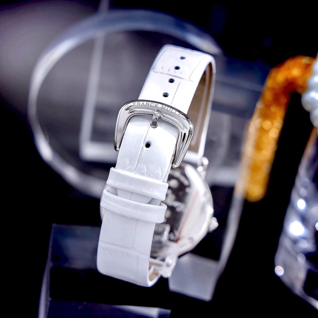 Đồng hồ Franck Muller Opera Infinity Ronde Đính Đá Dây Da Trắng Fake Cao Cấp 37mm