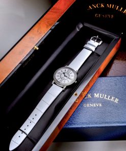 Đồng hồ Franck Muller Opera Infinity Ronde Đính Đá Dây Da Trắng Fake Cao Cấp 37mm