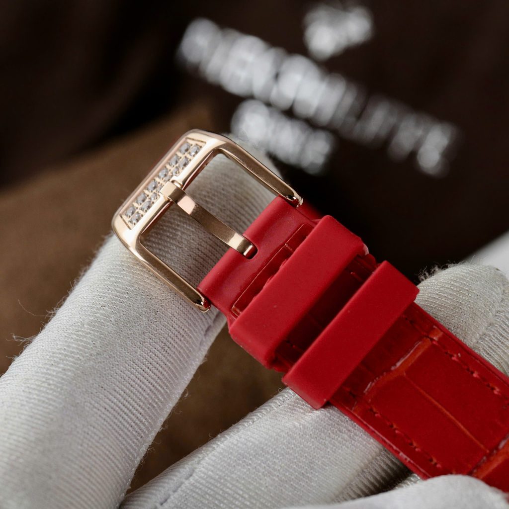 Đồng hồ Franck Muller V32 Replica 11 màu đỏ mặt hoạ tiết bông hoa 36mm (2)