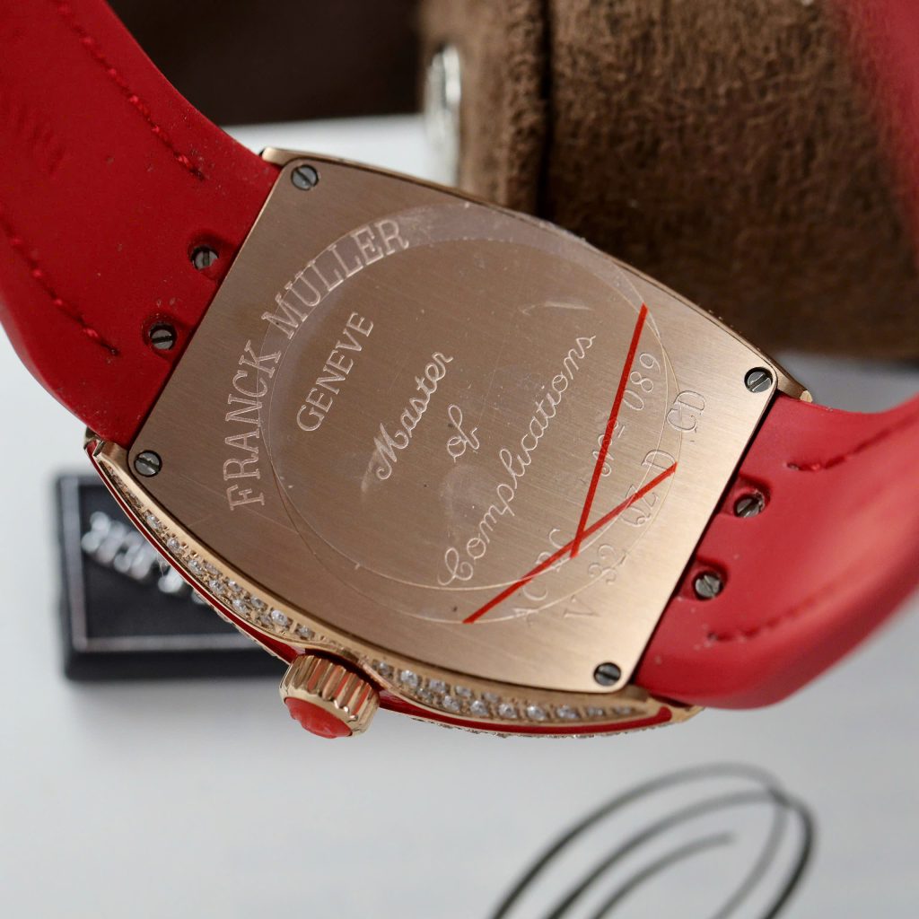 Đồng hồ Franck Muller V32 Replica 11 màu đỏ mặt hoạ tiết bông hoa 36mm (2)