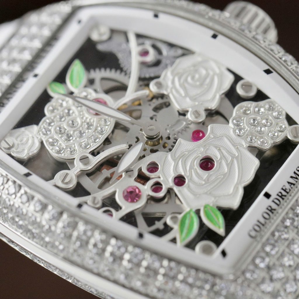 Đồng hồ Franck Muller V32 Replica 11 màu trắng mặt hoạ tiết hoa 36mm (2)