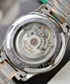 Đồng hồ Longines Fake Thụy Sỹ demi vàng hồng mặt đen 38 (1)