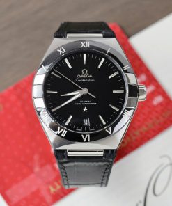 Đồng hồ Omega Constellation Co-Axial Replica 11 nam dây da màu đen 41mm (2)