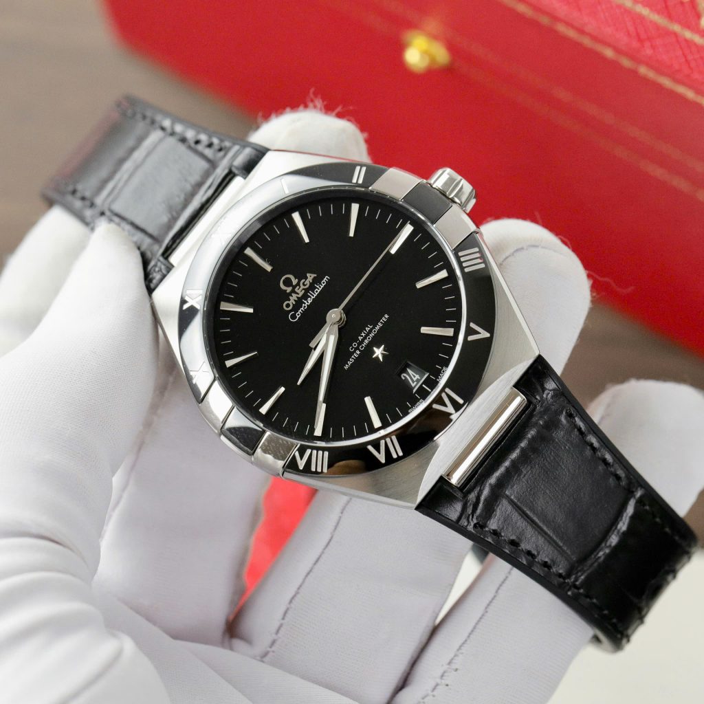 Đồng hồ Omega Constellation Co-Axial Replica 11 nam dây da màu đen 41mm (2)