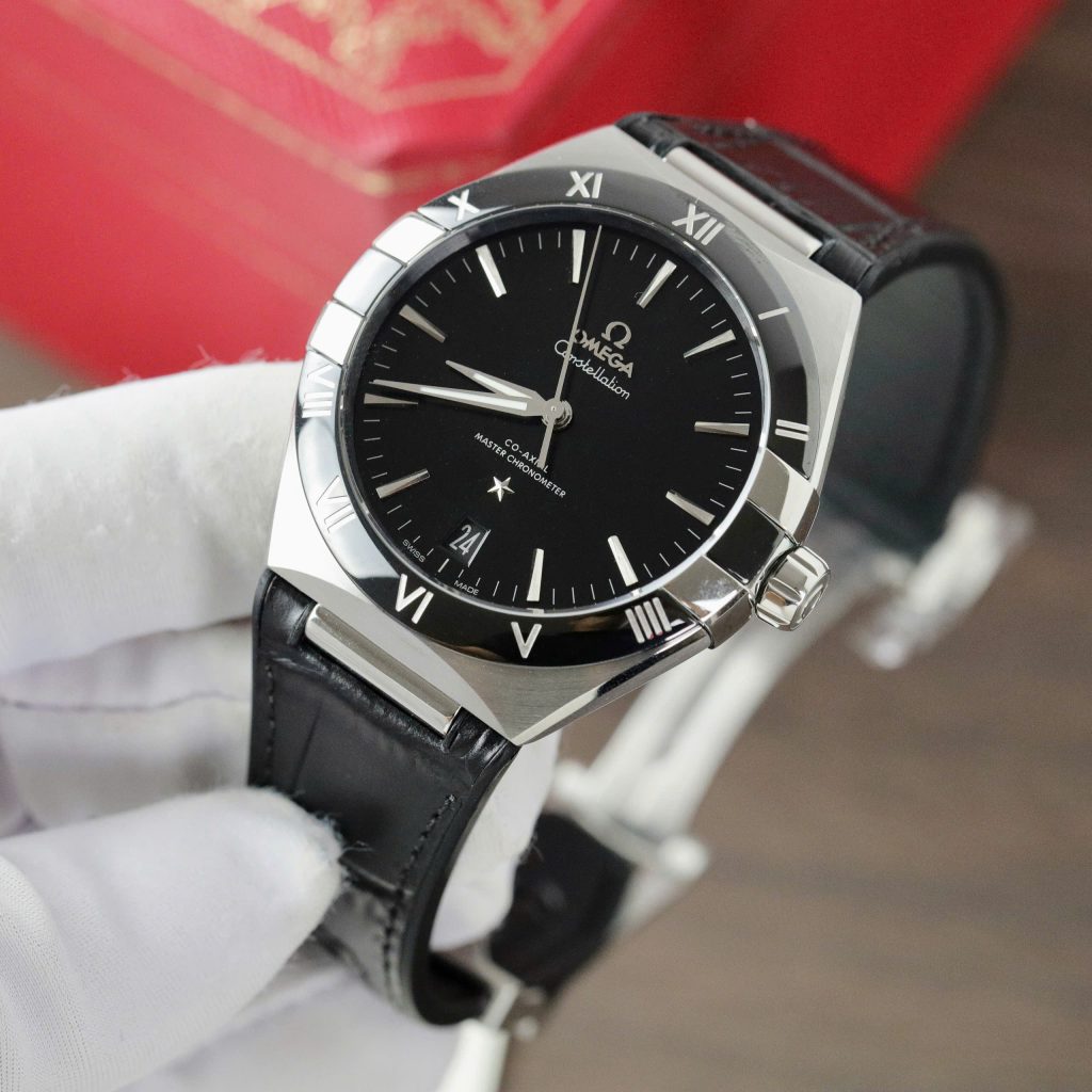 Đồng hồ Omega Constellation Co-Axial Replica 11 nam dây da màu đen 41mm (2)