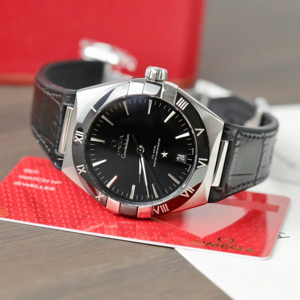 Đồng hồ Omega Constellation Co-Axial Replica 11 nam dây da màu đen 41mm (2)
