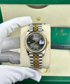 Đồng hồ Rolex DateJust 126231 Rep 11 mặt số wimbledon màu demi vàng gold nhà máy VS 36mm (2)