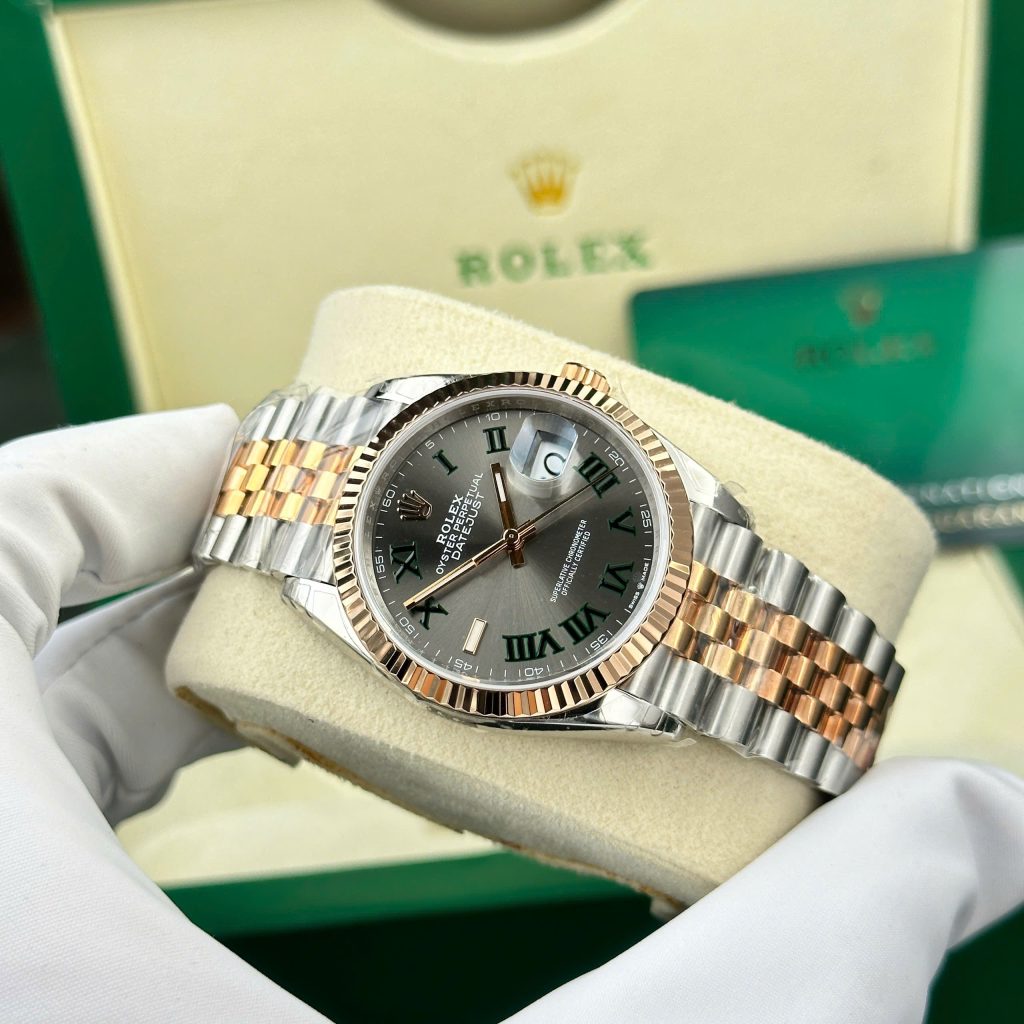 Đồng hồ Rolex DateJust 126231 mặt số wimbledon màu demi vàng hồng nhà máy VS 36mm (2)
