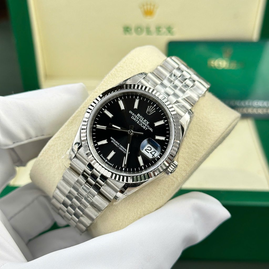 Đồng hồ Rolex DateJust 126234 Chế Tác mặt đen cọc số dạ quang nhà máy VS 36mm (2)