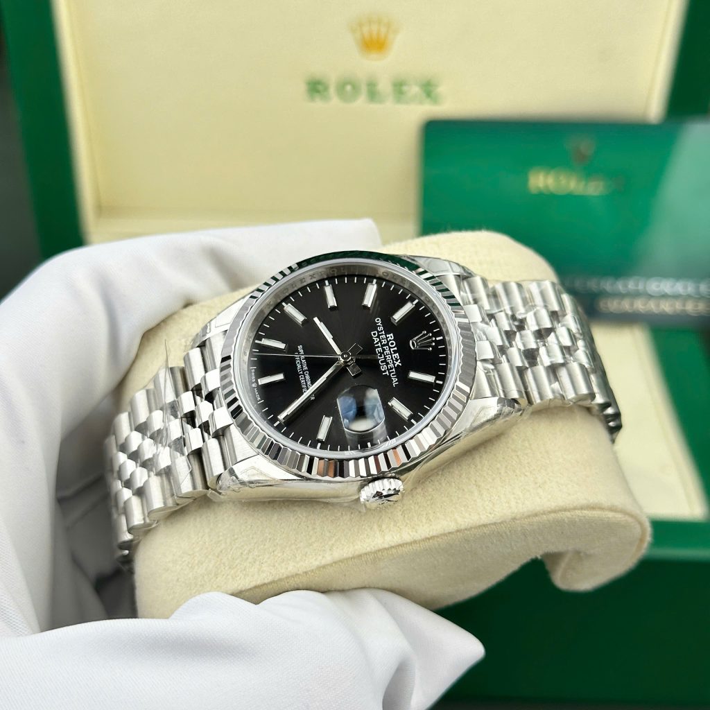 Đồng hồ Rolex DateJust 126234 Chế Tác mặt đen cọc số dạ quang nhà máy VS 36mm (2)