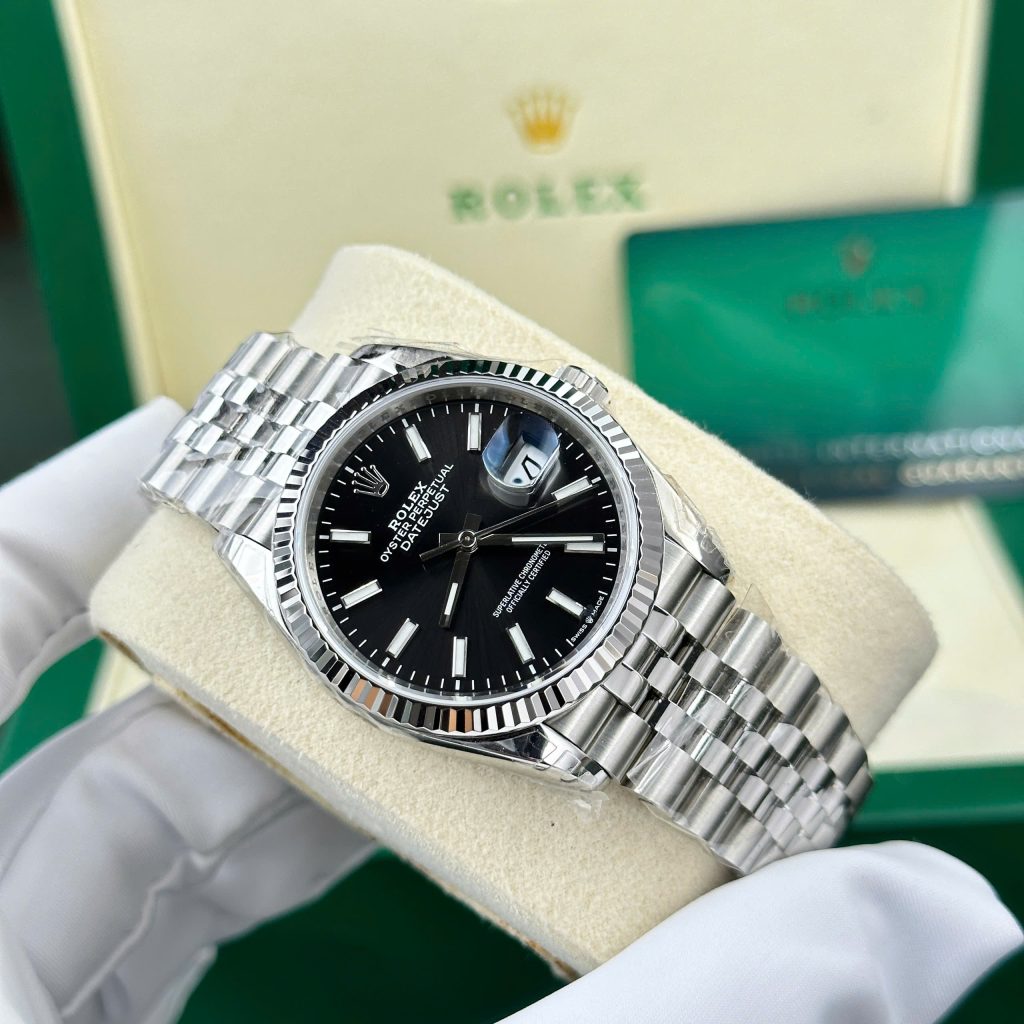 Đồng hồ Rolex DateJust 126234 Chế Tác mặt đen cọc số dạ quang nhà máy VS 36mm (2)