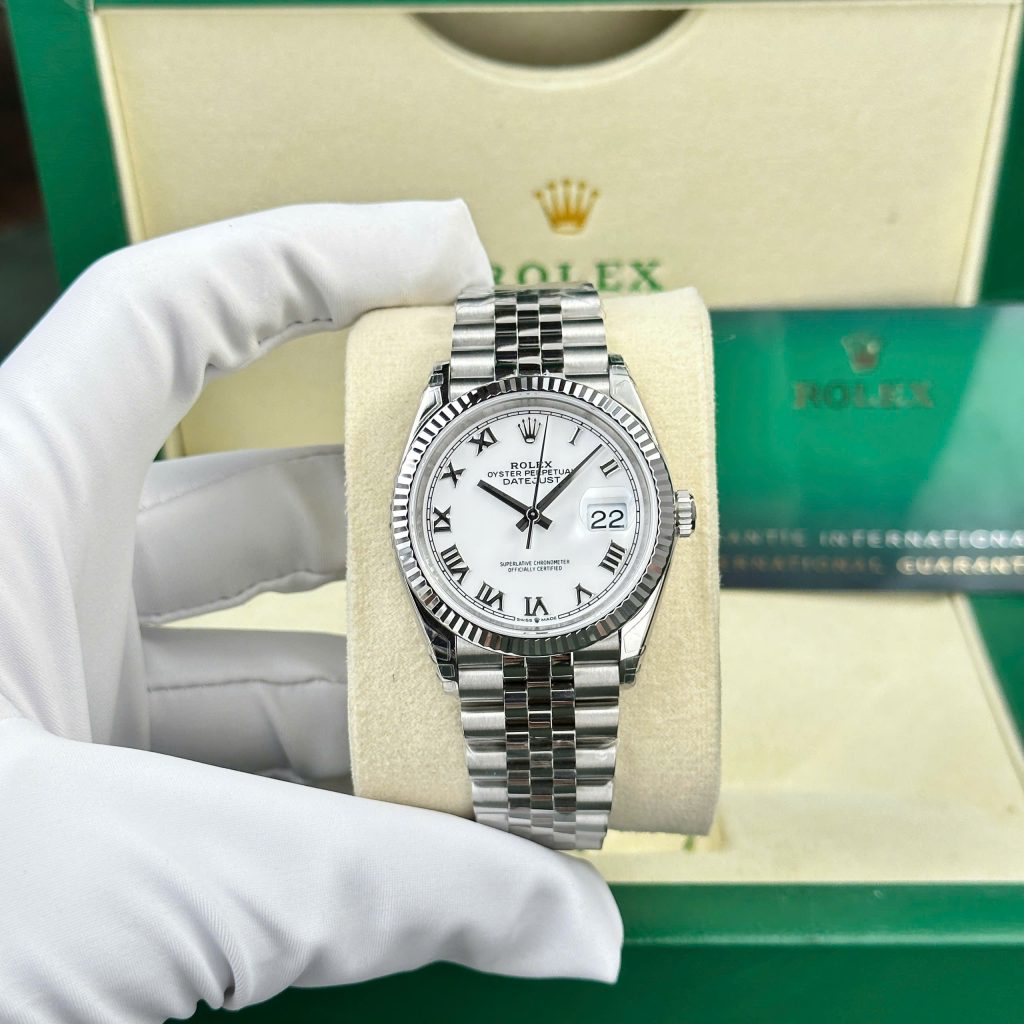 Đồng hồ Rolex DateJust 126234 Rep 11 Cao Cấp mặt trắng cọc số la mã nhà máy VS 36mm (1)