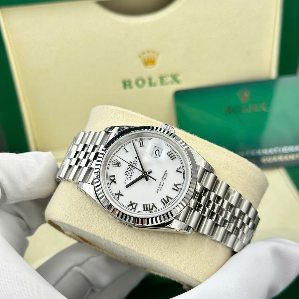 Đồng hồ Rolex DateJust 126234 Rep 11 Cao Cấp mặt trắng cọc số la mã nhà máy VS 36mm (2)