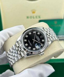 Đồng hồ Rolex DateJust 126234 Replica 11 mặt đen cọc số đính đá nhà máy VS 36mm (2)