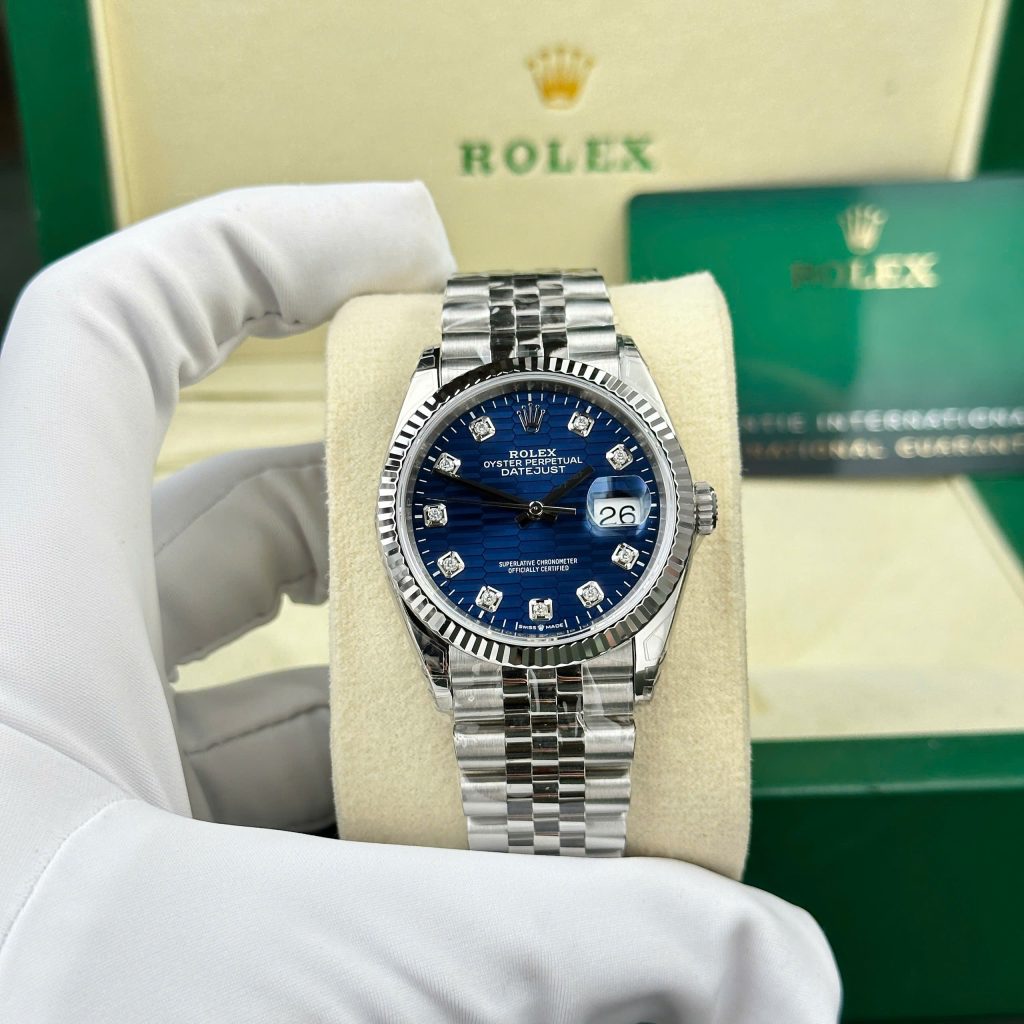 Đồng hồ Rolex DateJust 126234 Replica 11 mặt nếp gấp màu xanh blue nhà máy VS 36mm (2)