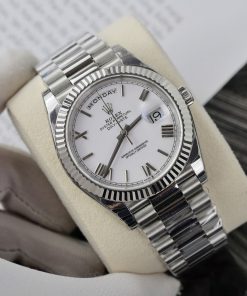 Đồng hồ Rolex Day-Date Fake 1 1 mặt trắng cọc số la mã nhà máy EW 40mm (2)