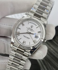 Đồng hồ Rolex Day-Date Fake 1 1 mặt trắng cọc số la mã nhà máy EW 40mm (2)