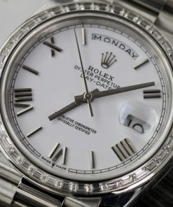 Đồng hồ Rolex Day-Date Fake 11 mặt trắng đính đá baguette nhà máy EW 40mm (2)