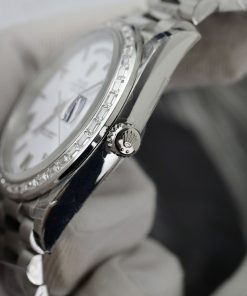 Đồng hồ Rolex Day-Date Fake 11 mặt trắng đính đá baguette nhà máy EW 40mm (2)