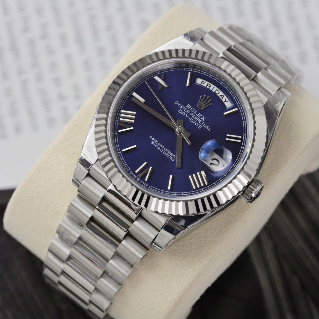 Đồng hồ Rolex Day-Date Fake Cao Cấp mặt xanh blue nhà máy EW 40mm (2)