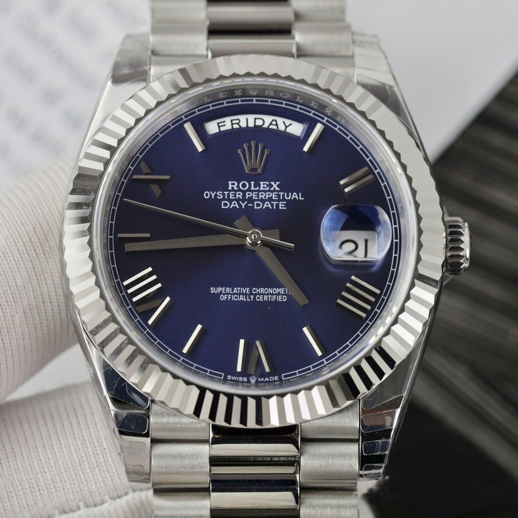 Đồng hồ Rolex Day-Date Fake Cao Cấp mặt xanh blue nhà máy EW 40mm (2)