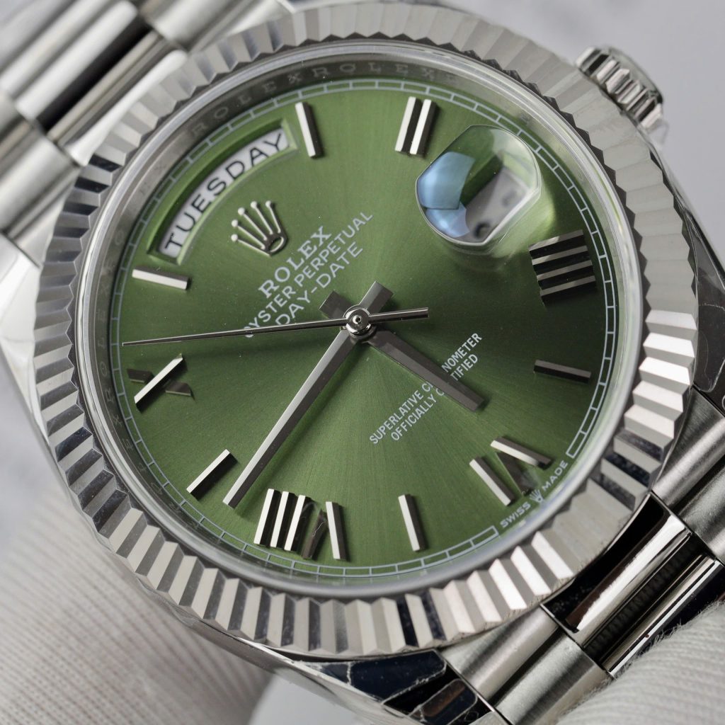 Đồng hồ Rolex Day-Date Fake Cao Cấp mặt xanh lá dây nhà máy EW 40mm (2)