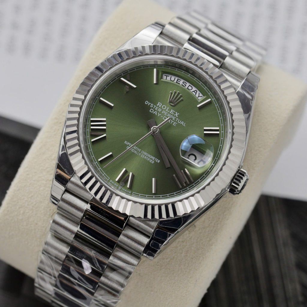 Đồng hồ Rolex Day-Date Fake Cao Cấp mặt xanh lá dây nhà máy EW 40mm (2)