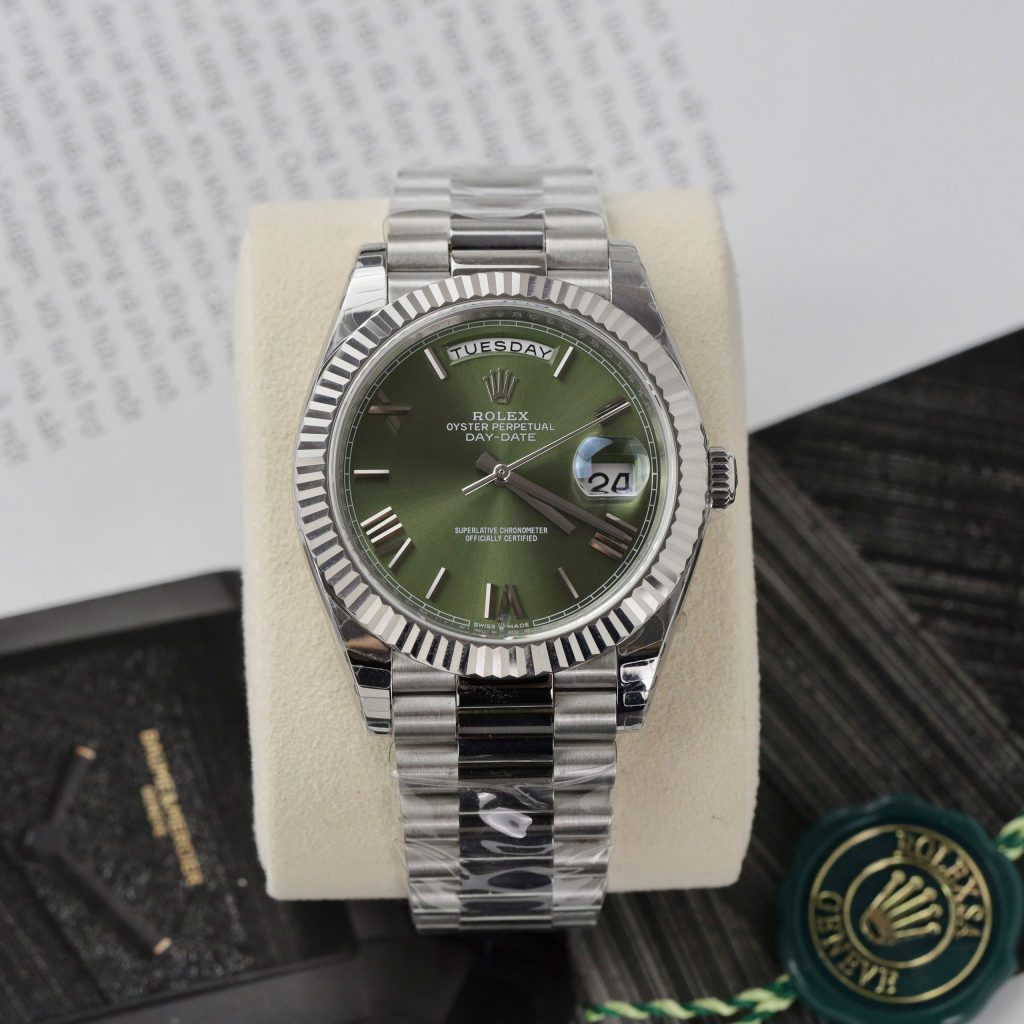 Đồng hồ Rolex Day-Date Fake Cao Cấp mặt xanh lá dây nhà máy EW 40mm (2)