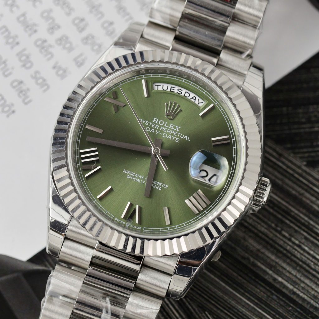 Đồng hồ Rolex Day-Date Fake Cao Cấp mặt xanh lá dây nhà máy EW 40mm (2)