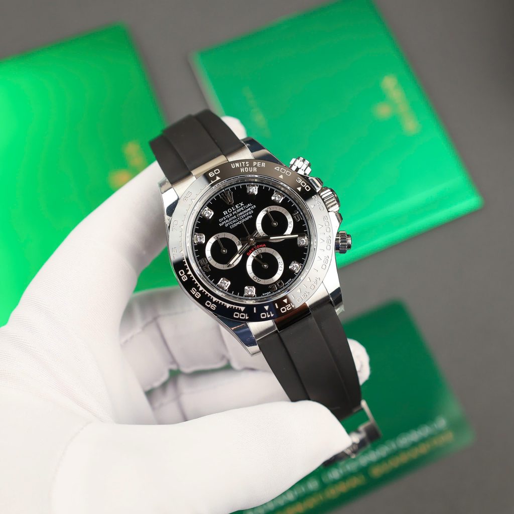 Đồng hồ Rolex Daytona Rep 11 Cao Cấp mặt đen cọc số đính đá nhà máy BT 40mm (2)