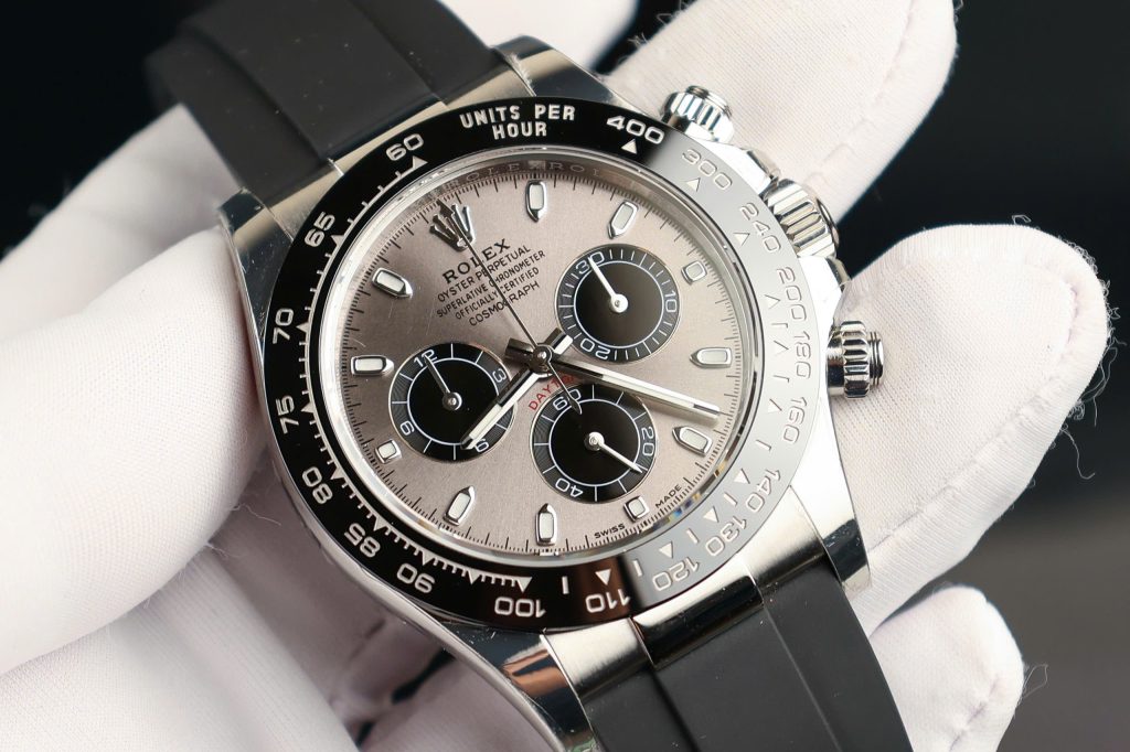 Đồng hồ Rolex Daytona Replica 11 mặt xám dây cao su nhà máy BT 40mm (2)