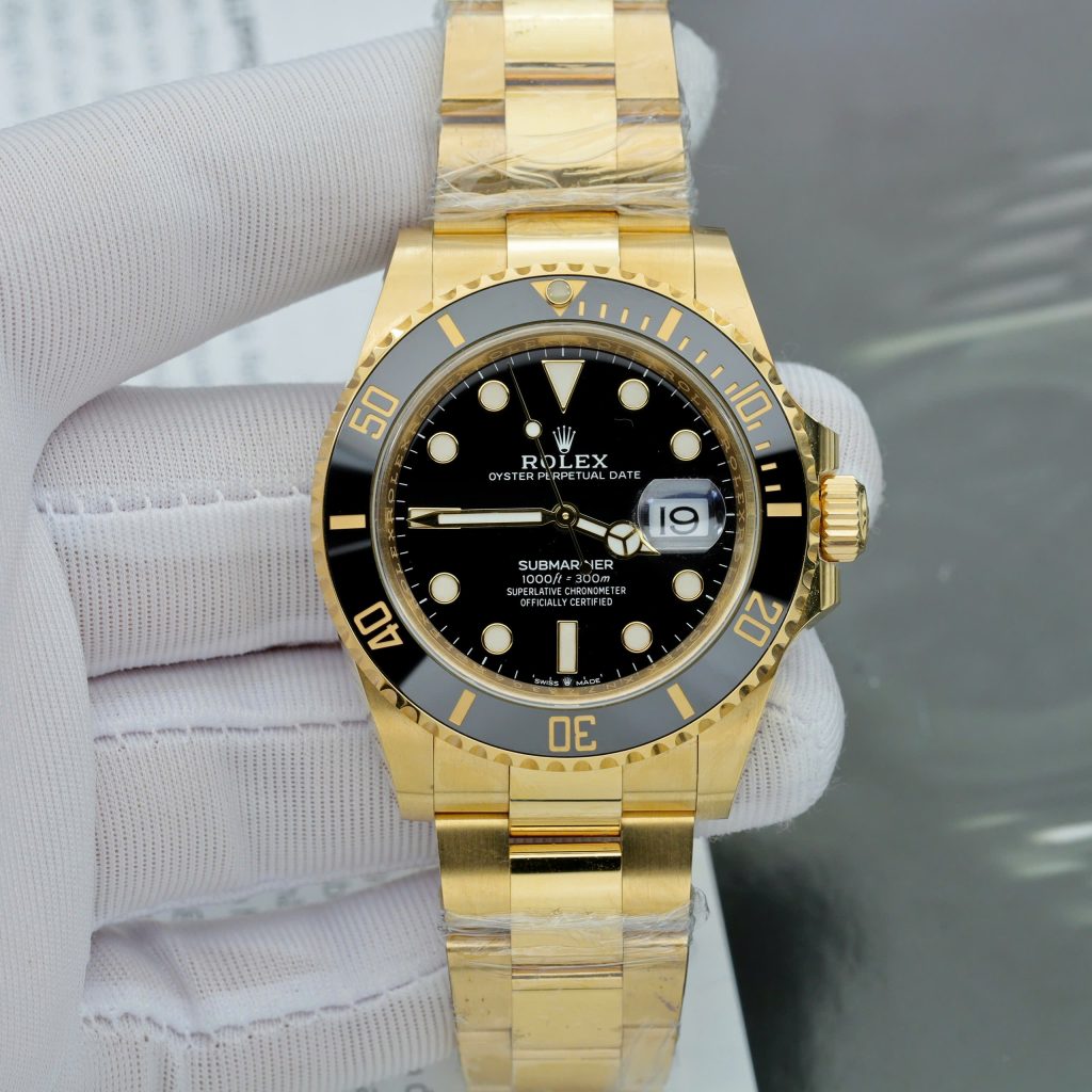 Đồng hồ Rolex Submariner Fake 11 mạ vàng mặt số màu đen 41mm (2)