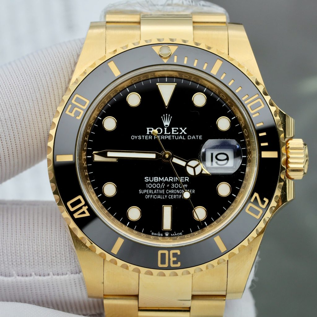 Đồng hồ Rolex Submariner Fake 11 mạ vàng mặt số màu đen 41mm (2)