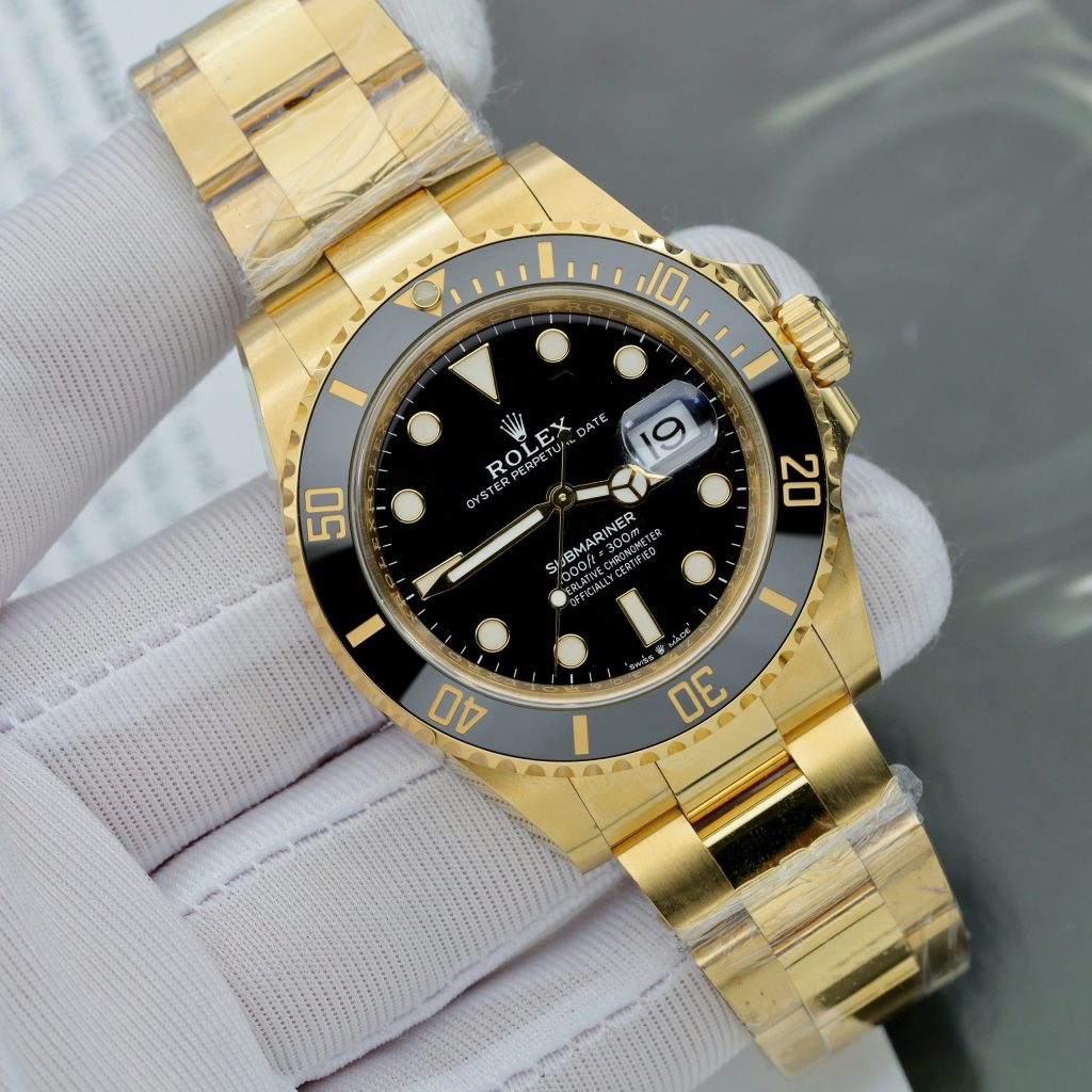 Đồng hồ Rolex Submariner Fake 11 mạ vàng mặt số màu đen 41mm (2)