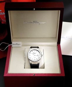 Đồng hồ Salvatore Ferragamo F80 Classic nam dây cao su mặt trắng Fake 11