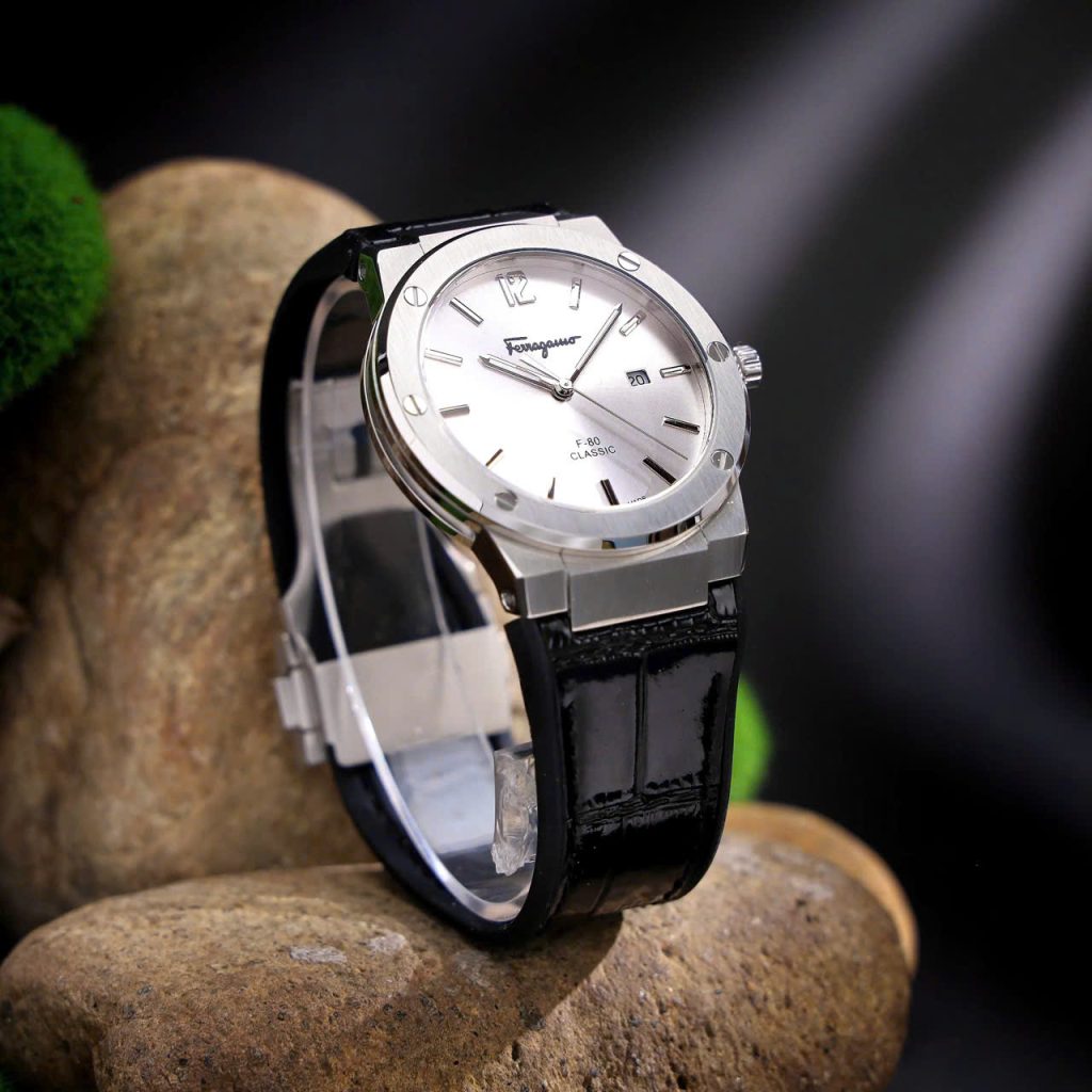 Đồng hồ Salvatore Ferragamo F80 Classic nam dây cao su mặt trắng Fake 11