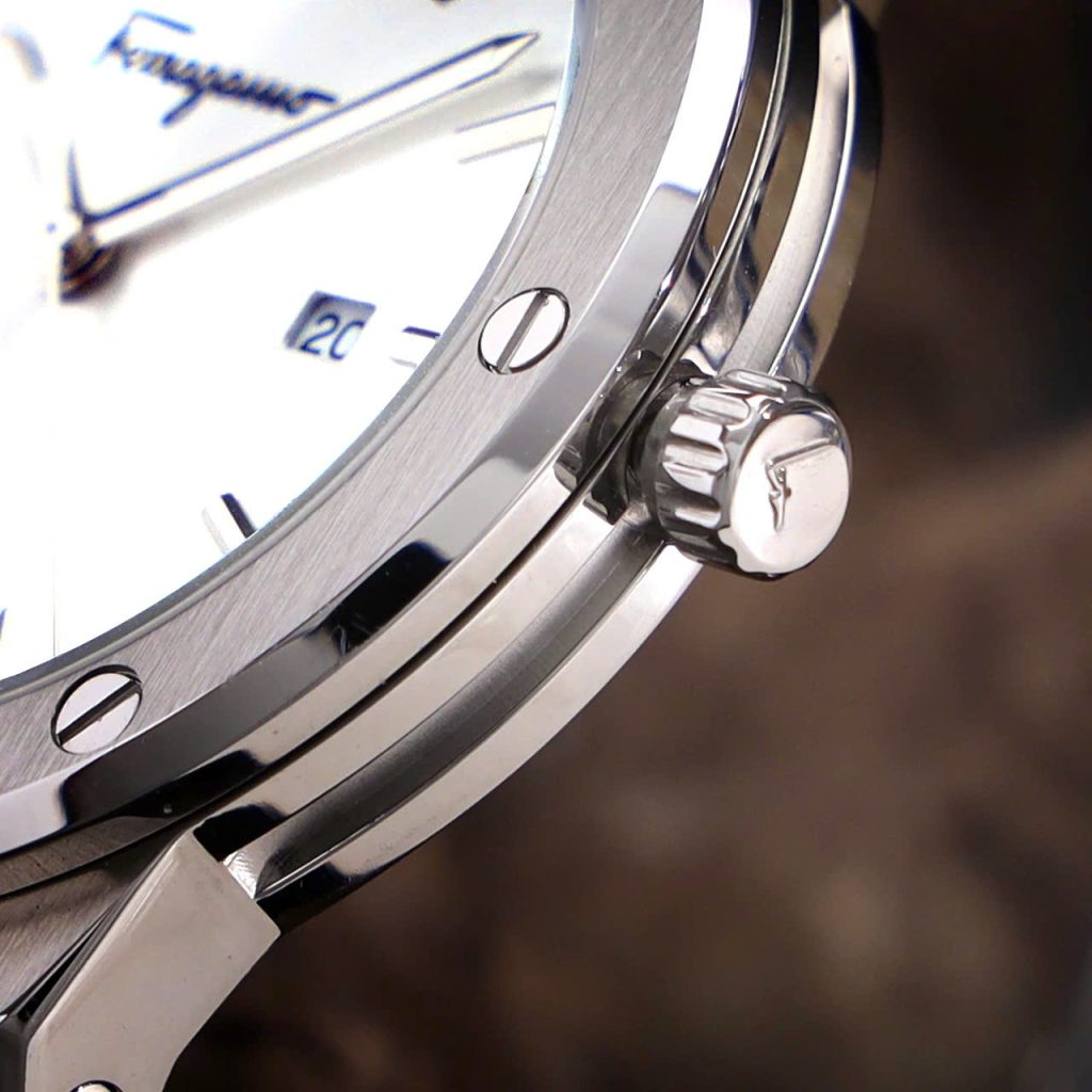 Đồng hồ Salvatore Ferragamo F80 Classic nam dây cao su mặt trắng Fake 11