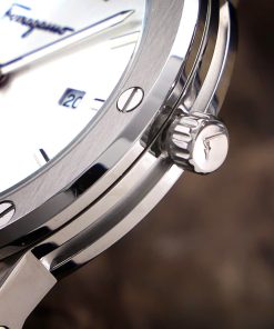 Đồng hồ Salvatore Ferragamo F80 Classic nam dây cao su mặt trắng Fake 11