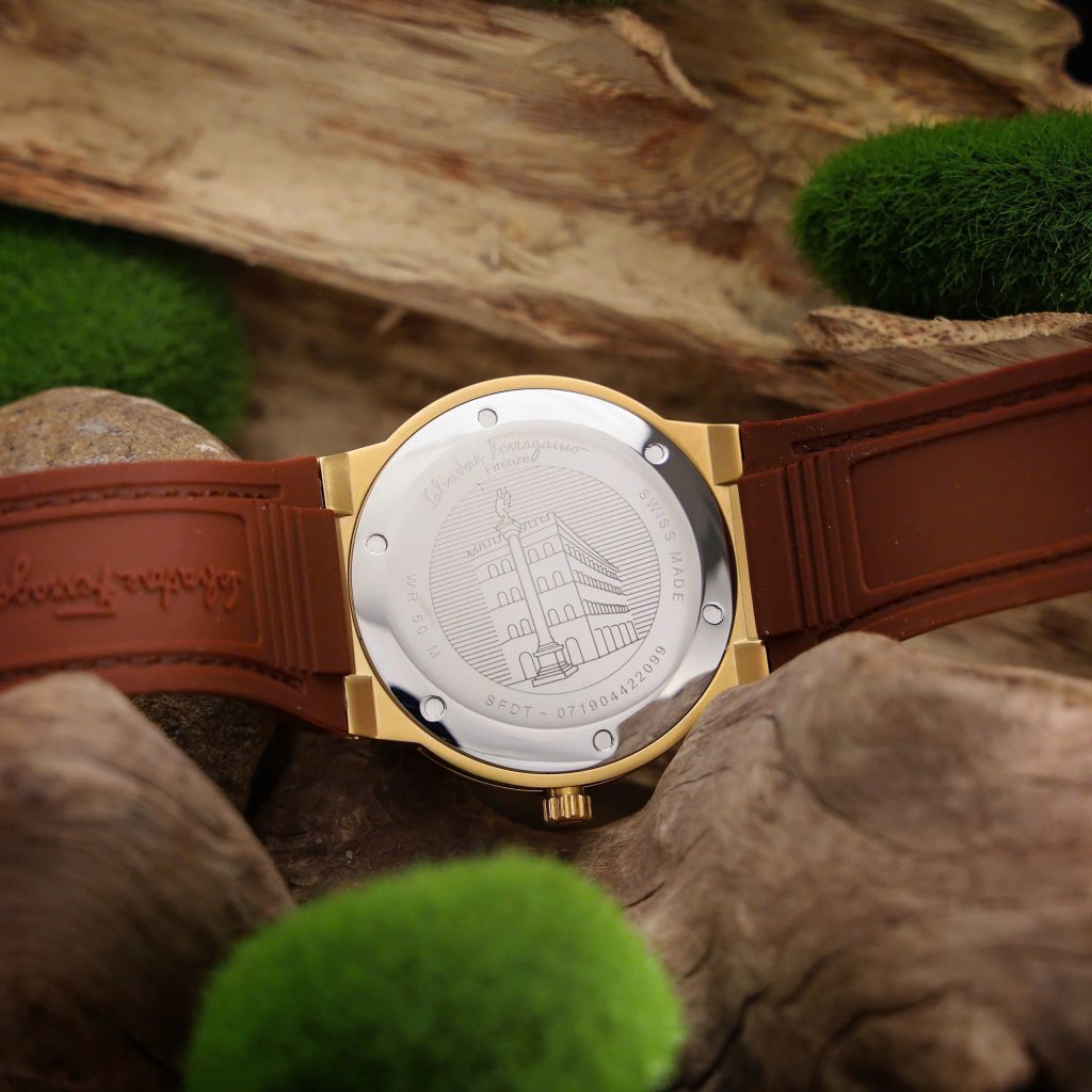 Đồng hồ Salvatore Ferragamo F80 Classic nam dây da nâu mặt trắng Fake 11 40mm