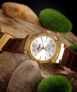 Đồng hồ Salvatore Ferragamo F80 Classic nam dây da nâu mặt trắng Fake 11 40mm